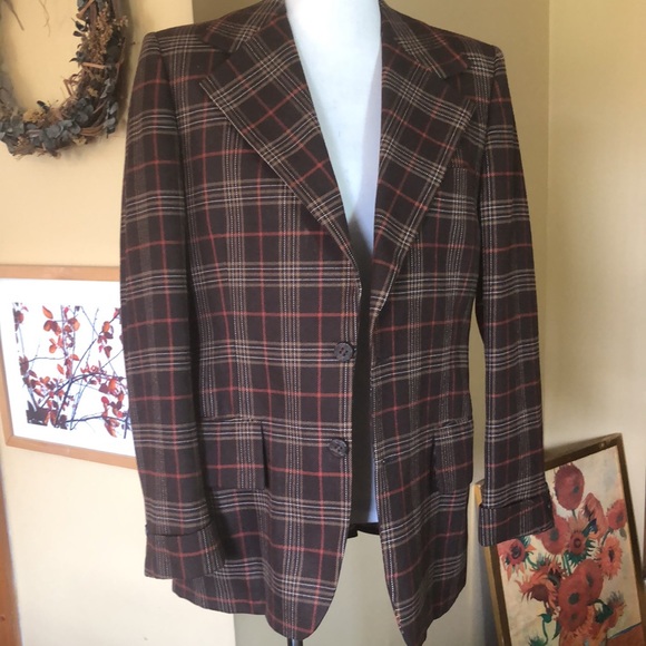 Vintage 60s OSCAR DE LA RENTA Size 39R Luxe Plaid Sportjacket MAD MEN Don Draper - Picture 3 of 16